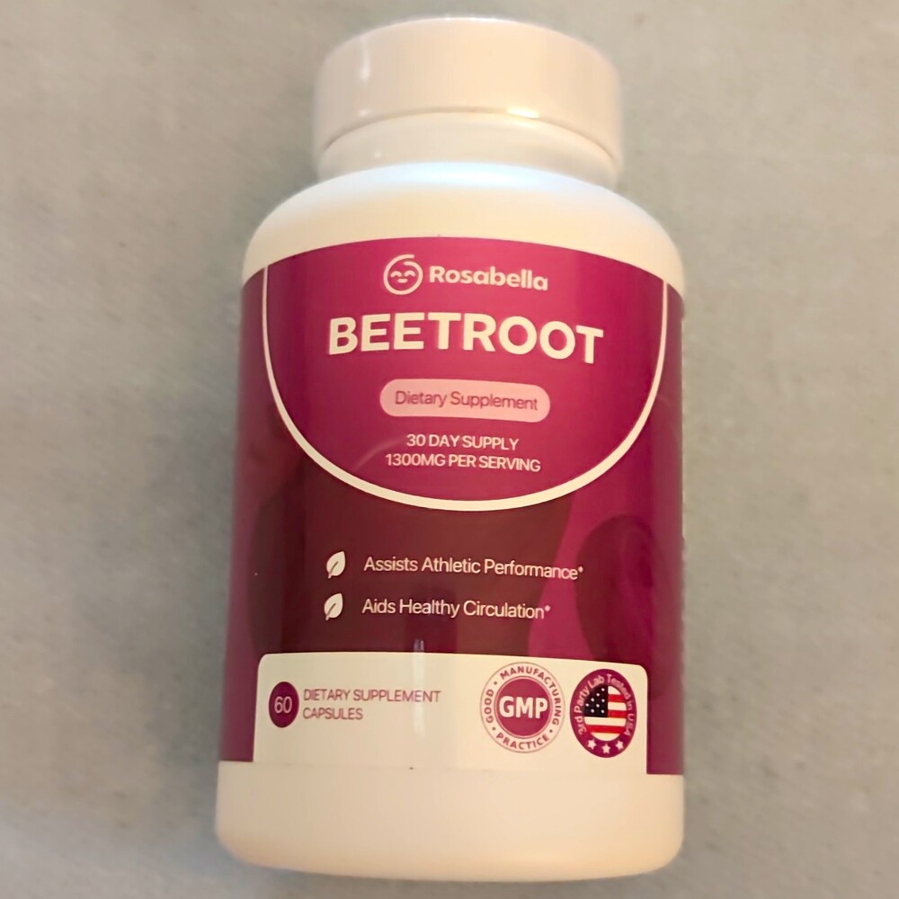 Rosabella Organic Beetroot 1300mg 60 Veggie Caps Exp 03/2028